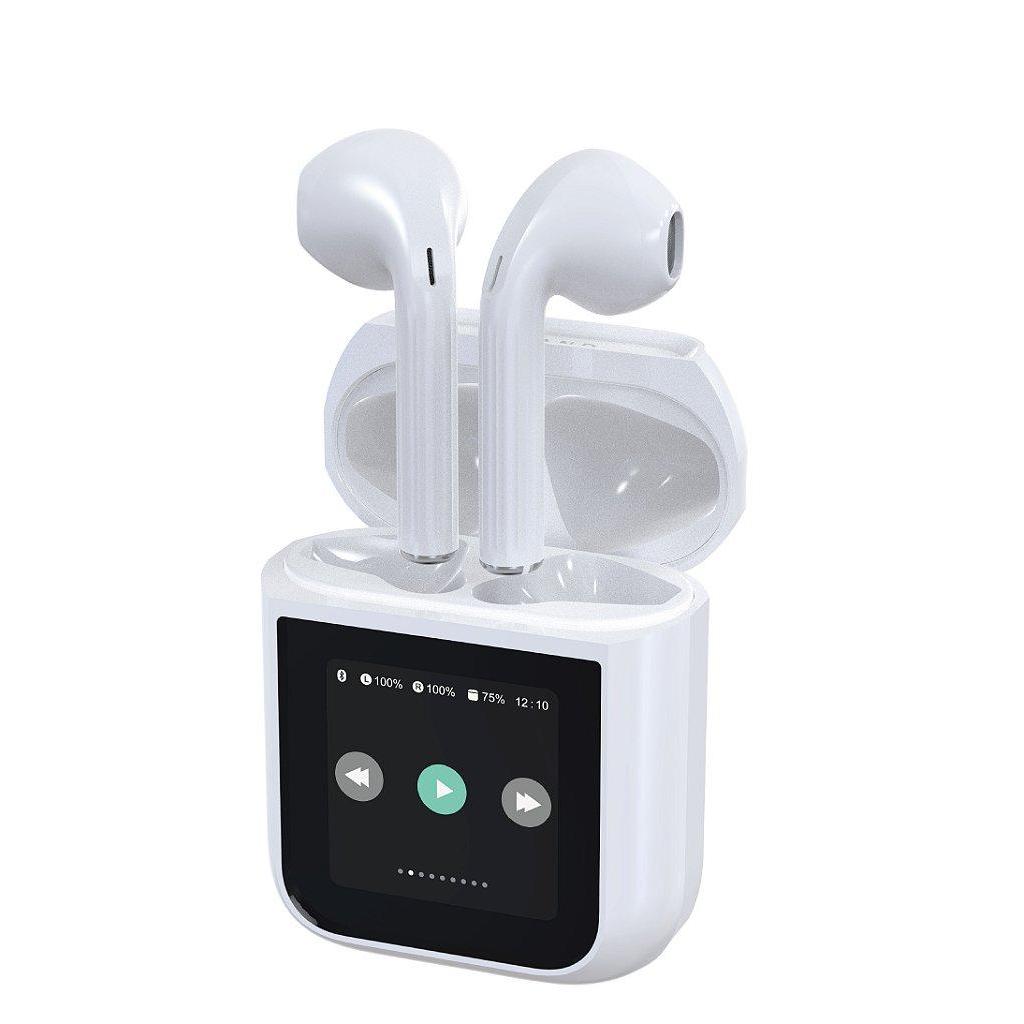 Fone Bluetooth com Visor Touch LED, Controle de Música, Bateria de Longa Duração e Estojo Inteligente – Branco - AOC