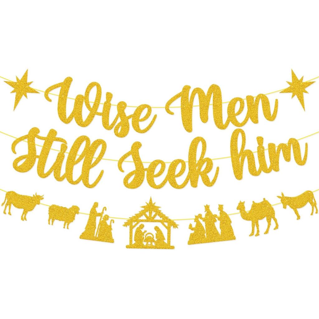 Wise Men Still Seek Him Banner Jesus Nativity Garden Party Decorations Jesus Nativity Scene Merry Christmas Winter Holid