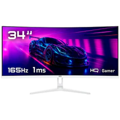 Monitor Gamer HQ Premium, 34 Pol, Curvo, VA, UltraWide QHD, 1ms, 165Hz, HDMI/DP, Branco, HQW34C16