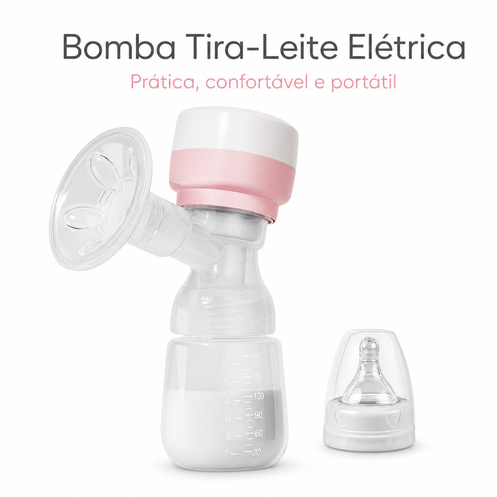 Bomba de Tirar Leite Elétrica Portátil Integrada  Livre de BPA com Bico de Mamadeira
