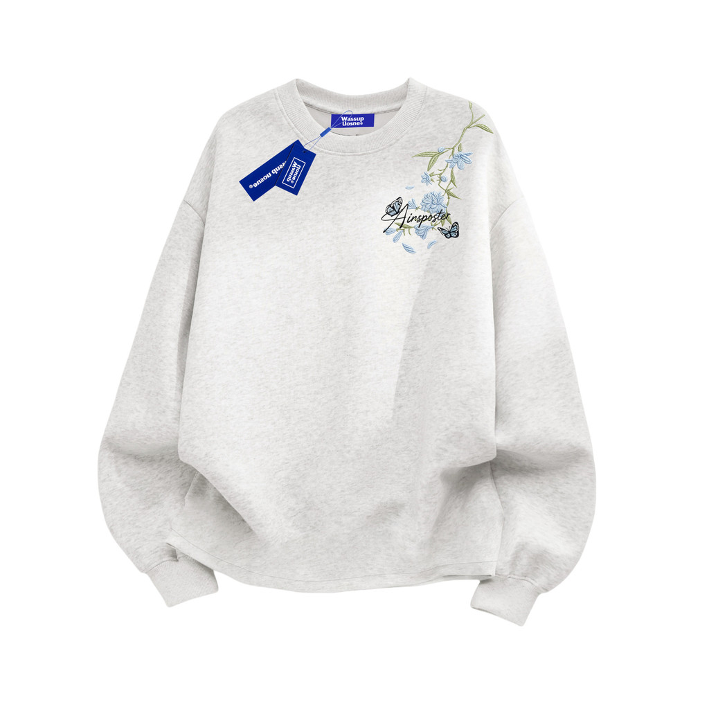 Algodão puro letras bordadas de manga comprida camiseta masculina estilo feminino 2026 novo estilo primavera outono juve