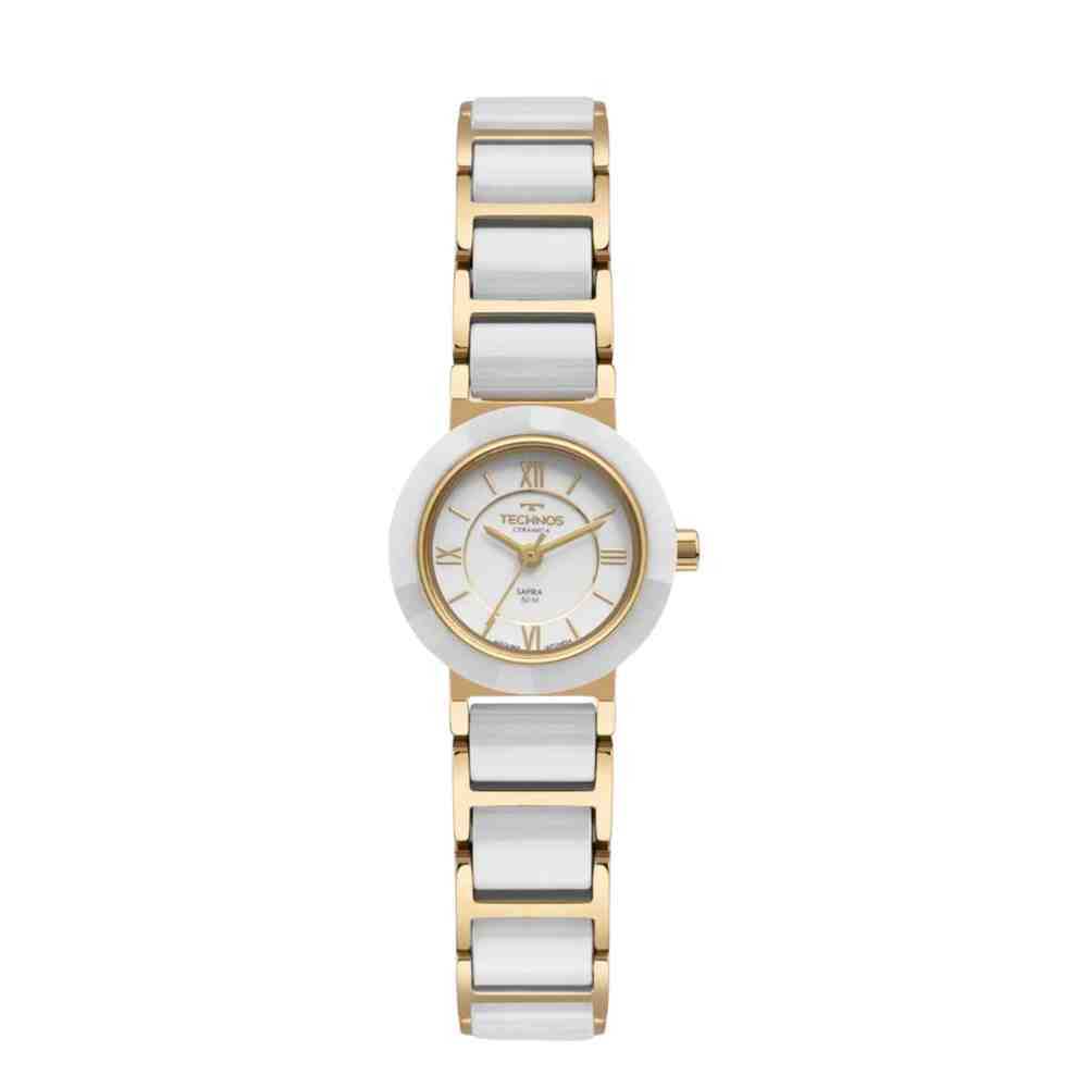 Relógio Technos Ceramic Branco/Dourado Feminino 2035LWF/1B
