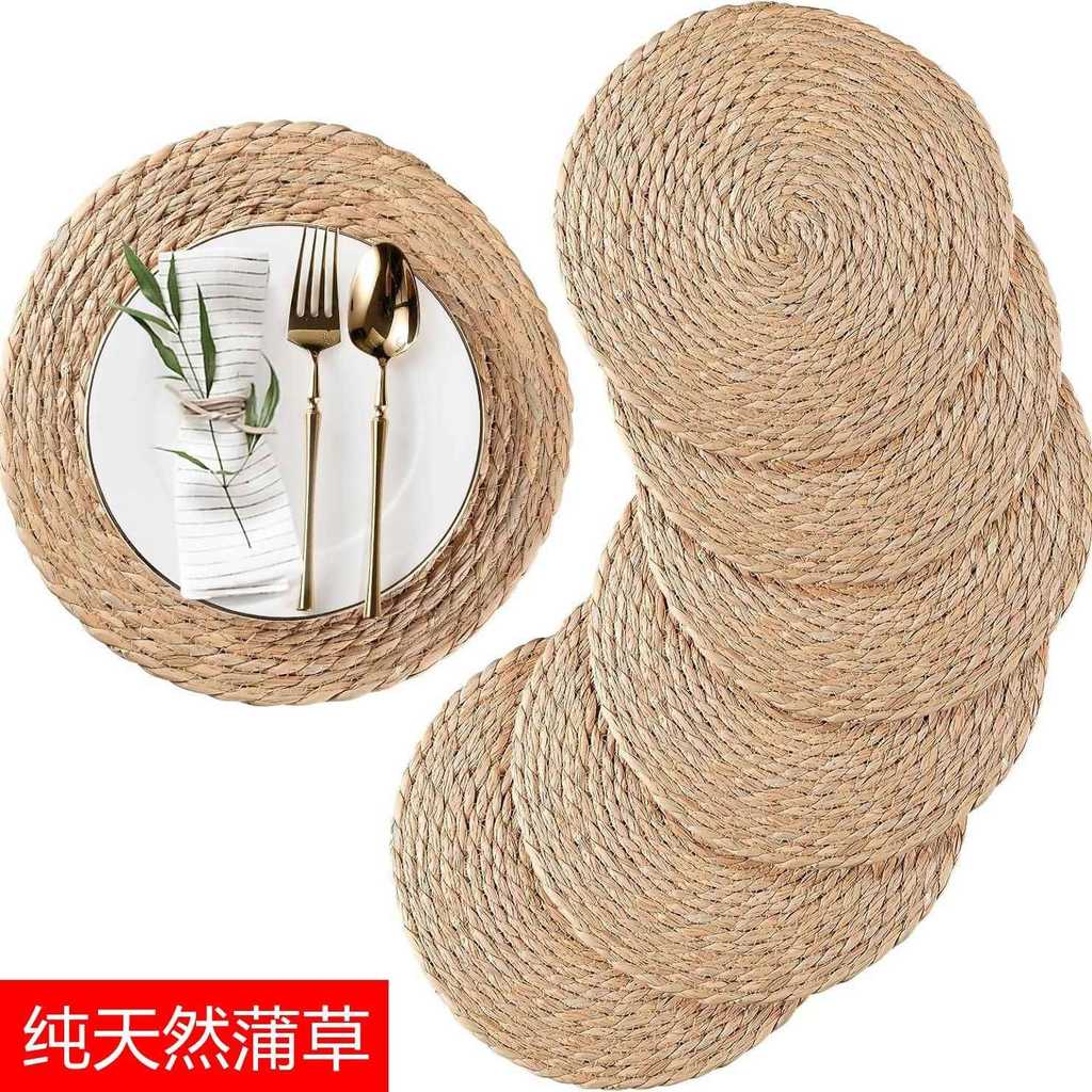 Pucao palha placemat isolamento térmico esteira Coaster tigela esteira boêmio Rattan placemat Natural mão-tecido ocident