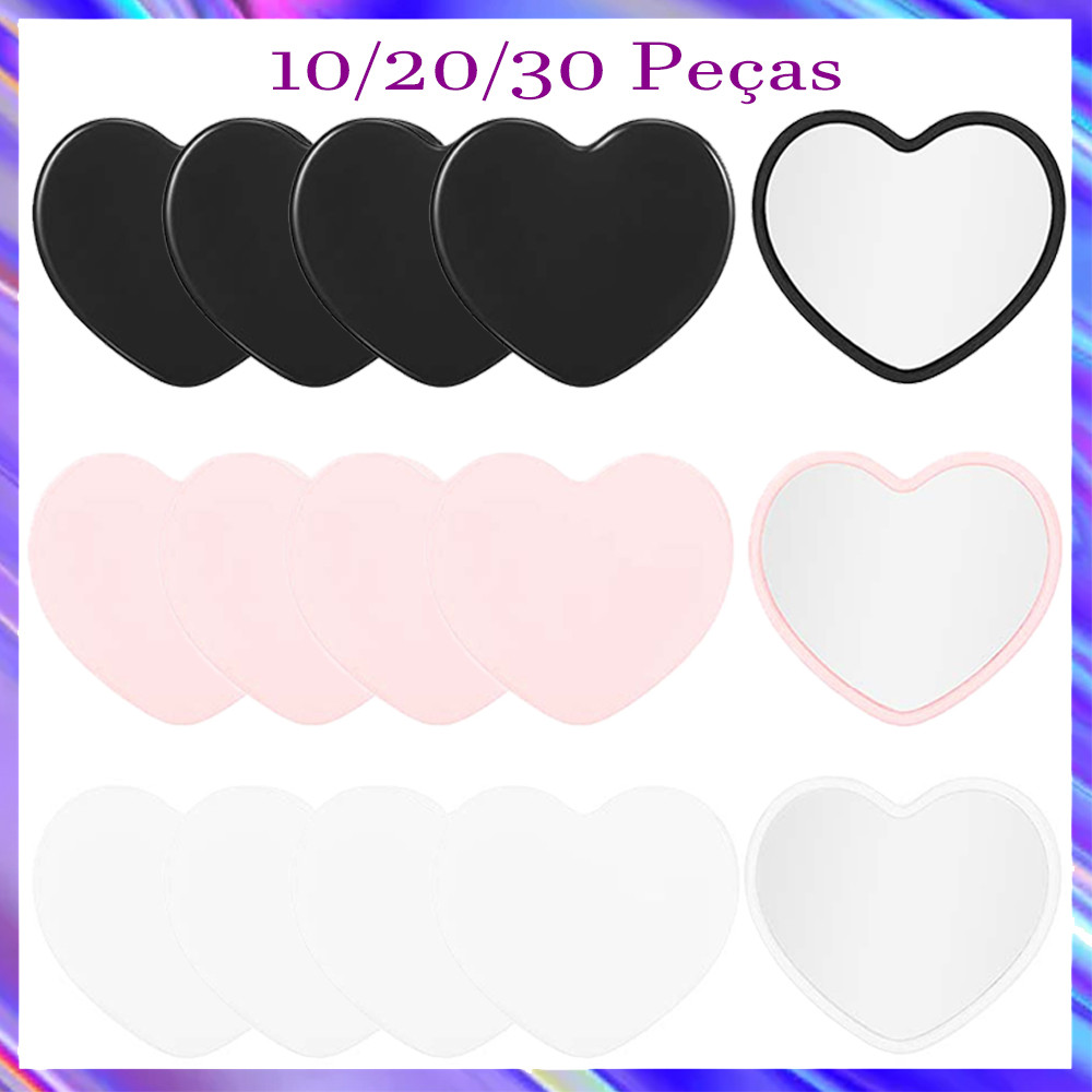 5 x 6.4 cm, 10/20/30 Peças Espelho compacto para bolsa - Mini espelho em formato de coração, Espelho de bolso