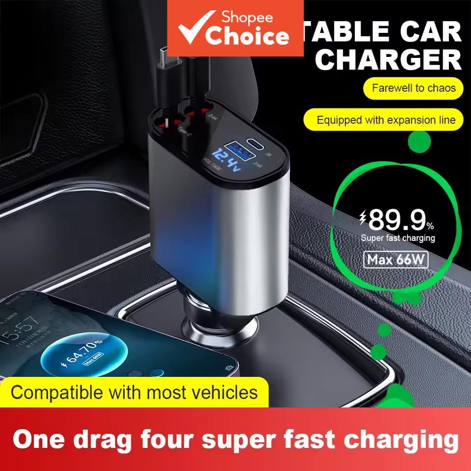 4 Em 1 Carregador Rápido Retrátil 120W Tipo Adaptador De Cabo C