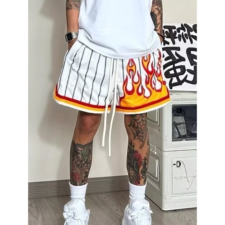 Chama americano basquete shorts homens verão novo estilo solto respirável esportes lazer correndo treinamento bola short