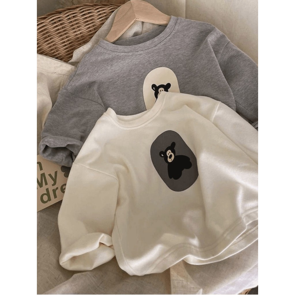 Puro algodão de manga comprida meninos meninas solto Casual camisetas moda dos desenhos animados impresso crianças estil