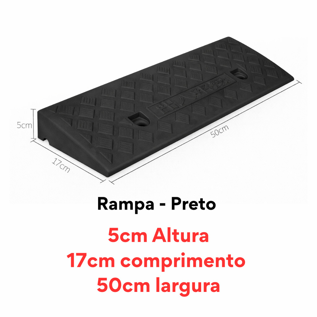 Rampa de degrau 05x17x50 modular calçada garagem áreas de acesso para pessoas com deficiência Preto