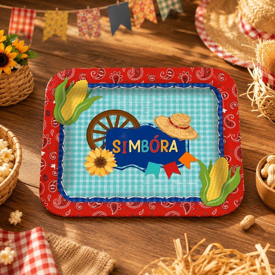 Bandeja Laminada de Festa Junina - Simbóra - 40x35cm - 1 unidade - Cromus - Rizzo