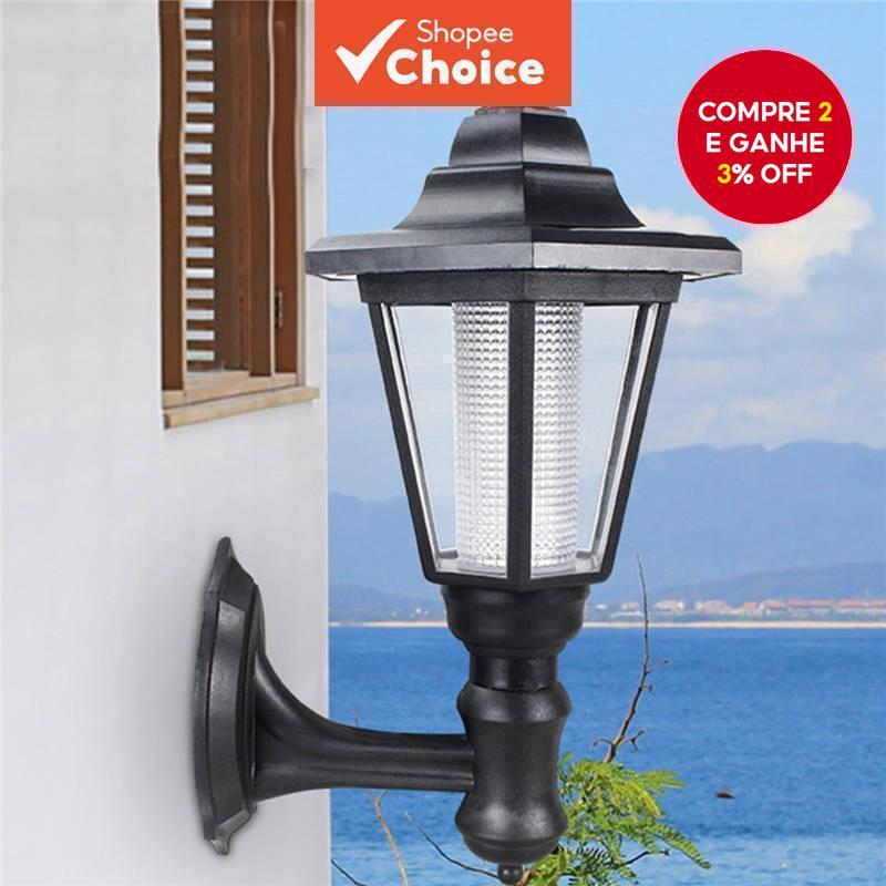 1 Peça Lâmpada Solar Led De Iluminação Externa Hexagonal Luz De Parede Retro Lanterna De Jardim Água À Prova D'água Rua