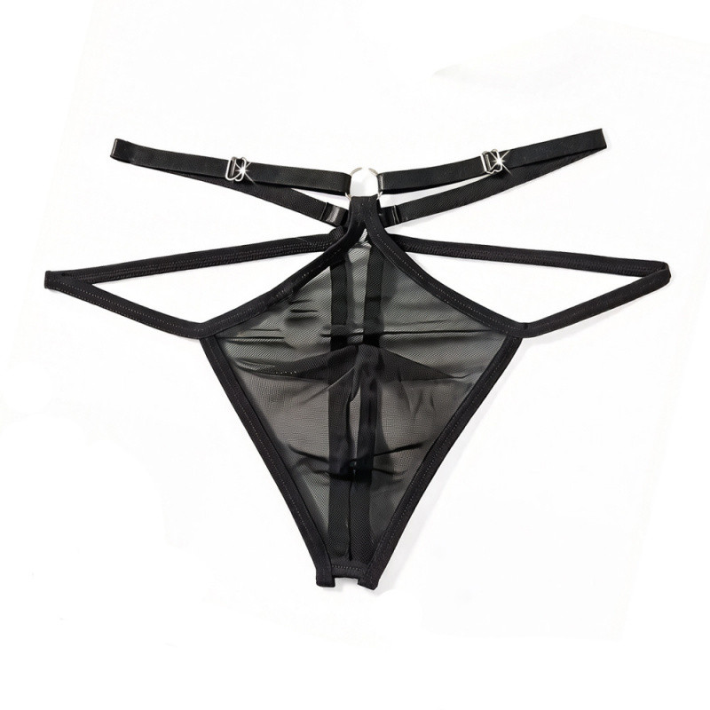Malha transparente roupa interior masculina tanga costas nádegas vazando U convexo bolsa T-Pants