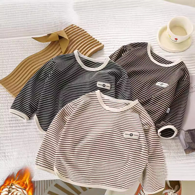 Crianças primavera outono roupas de manga comprida versão coreana camiseta 2025 novo estilo bebê menino menina bebê outo