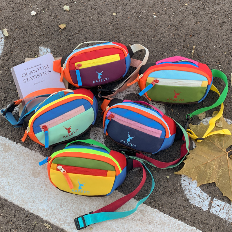 Crianças sacos na moda legal moda meninos bebê esportes ao ar livre contraste cor saco de peito meninas moda mudança sac