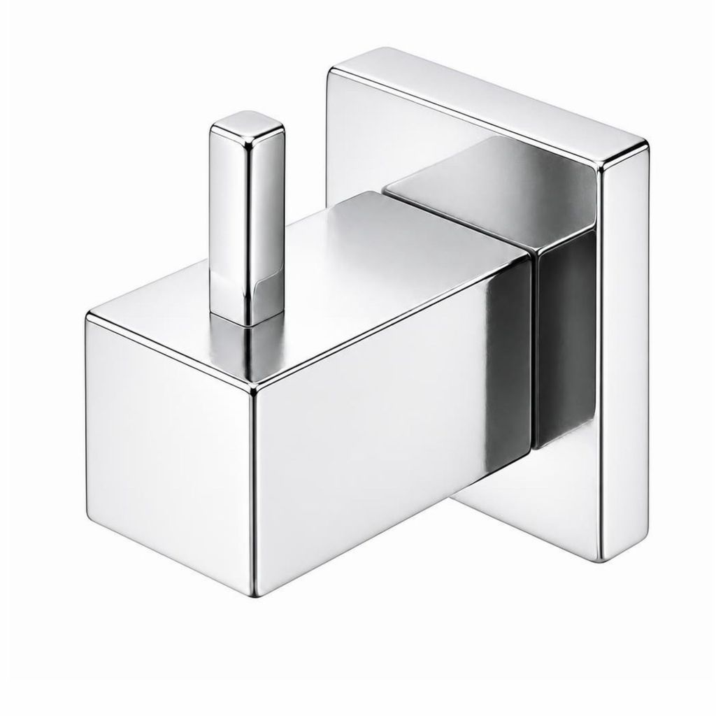 Porta Toalha Cabide Luxo Para Banheiro Quadrado Polido