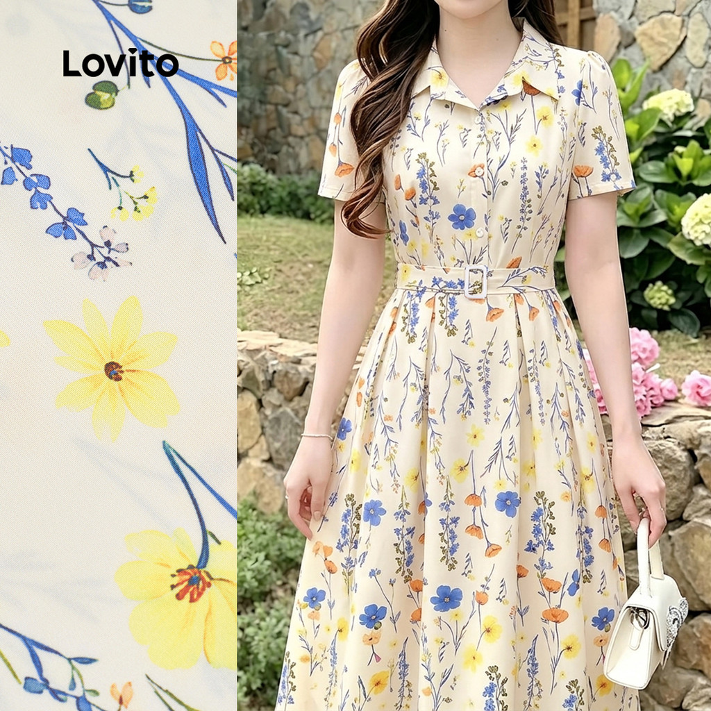 Lovito Vestido Boho Vestido de Primavera/verão para Mulheres LK6ED286