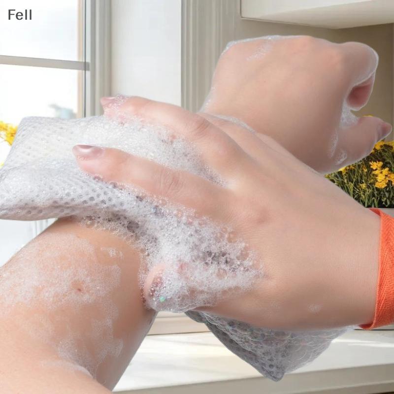 [Fel] Rede De Espuma Para Limpeza De Banho Com Cordão Bolsa De Sabonete Oval Dupla Face Esponjas Esfoliantes Corporais D