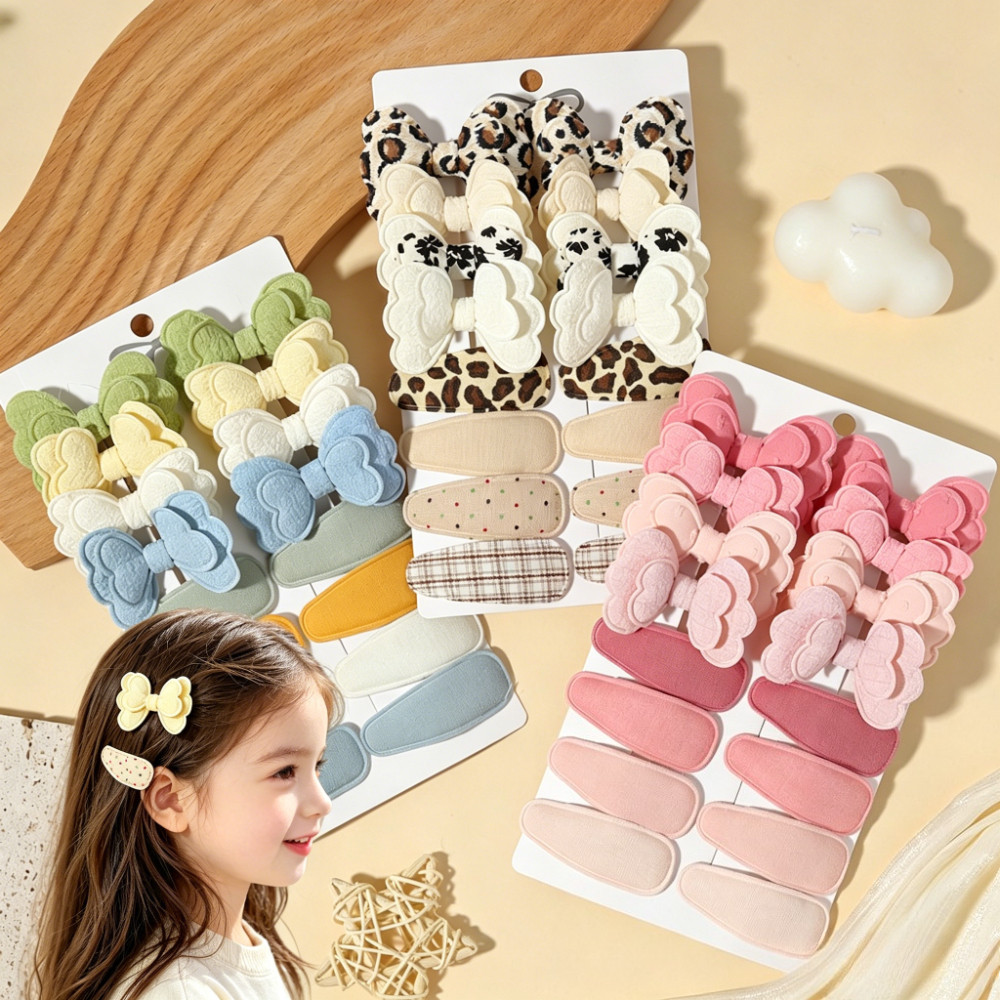 Conjunto De Acessórios Para Cabelo Com Laço De Pano Infantil De 6 A 16 Unidades , Grampos De BB Versáteis E Doces Menina