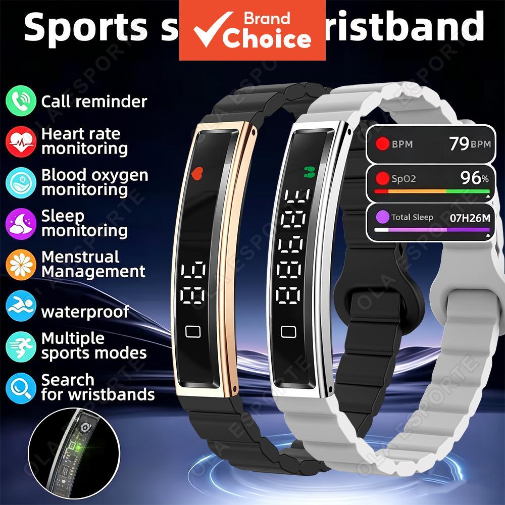 Pulseira Inteligente para Homens e Mulheres - Faixa Esportiva Fitness, Teste de Estresse, Monitor HRV, Pedômetro à Prova