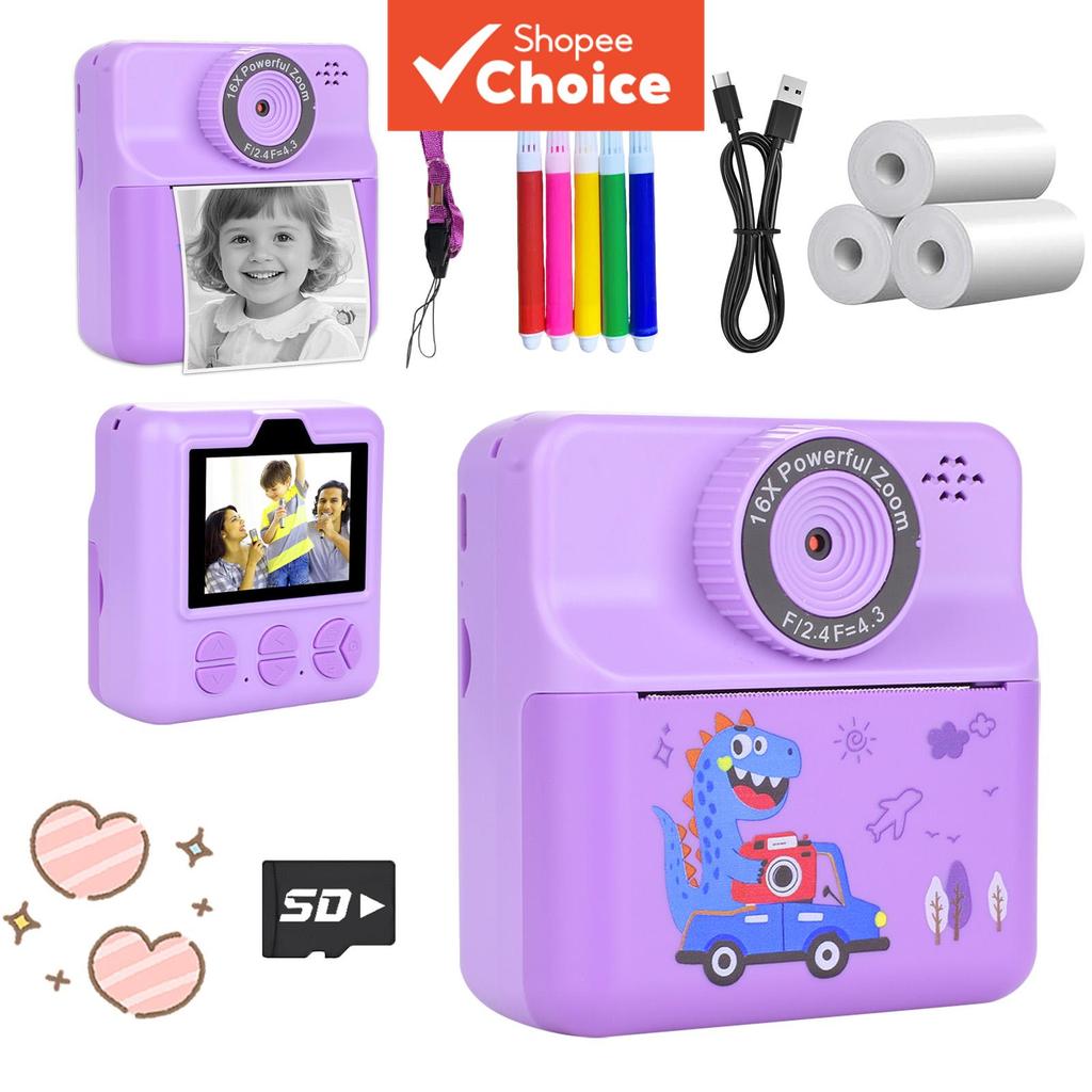 Câmera Instantânea Infantil, Câmera Digital Portátil com Cartão de Memória, Presente de Feriado/Brinquedo para Meninos e