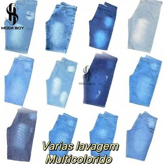 Kit 5 Bermuda Jeans plus size Masculina SORTIDO Premium Várias  Lavargem com  elastano