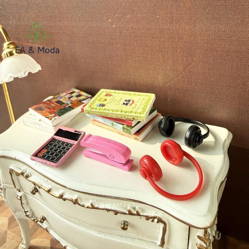 EA & Moda 10 Peças Fones De Ouvido Calculadora Grampeador Casa De Boneca Móveis Decoração De Estudo 1/12 Bonecas Modelo 