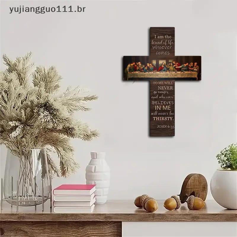 # Novo Pão Da Vida Última Ceia Cena Sinal De Madeira Cruz Placa De Arte De Parede Decoração De Casa Pingente Cartão Bíbl