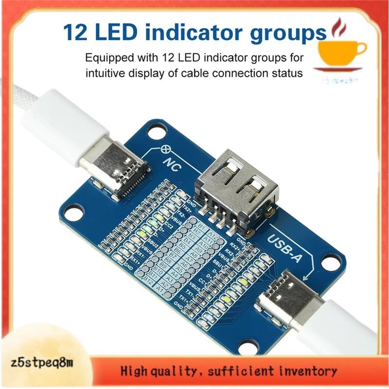 Módulo De Teste De Cabo De Carregamento Rápido USB A Para Type C Detecção Indicador LED Testador