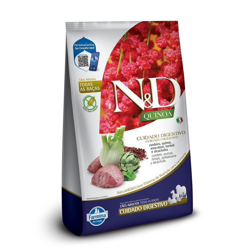 NeD Quinoa Cuidado Digestivo para Cães Adultos de Todas as Raças Sabor Cordeiro 10,1Kg