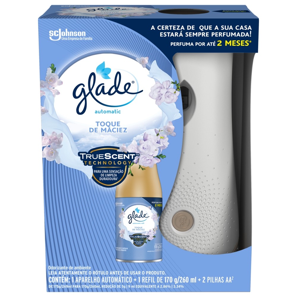Desodorizador Glade Automatic Spray Aparelho + Refil Toque de Maciez 260ml