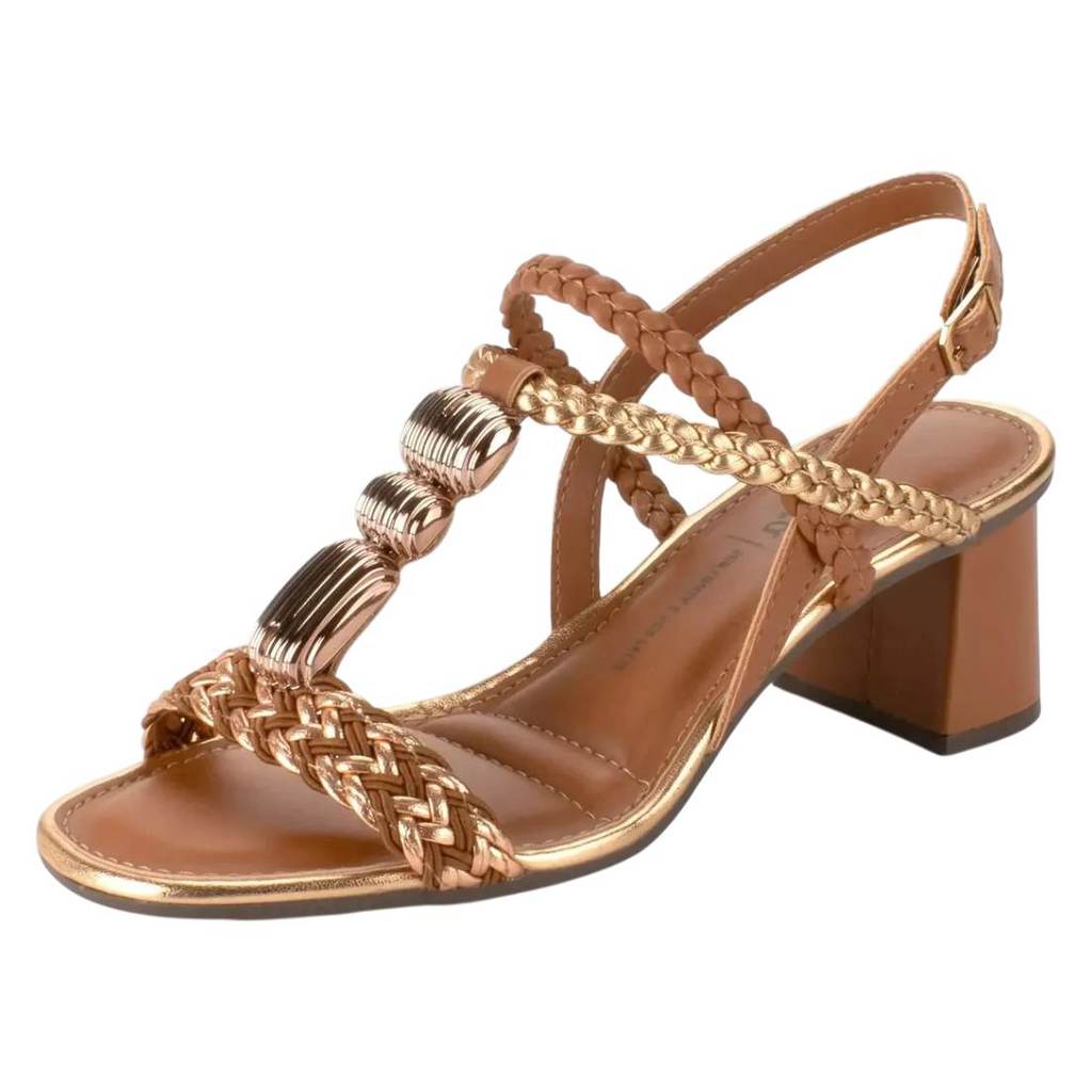 Sandalia Feminina Confortavel Metalizada Pedraria Dakota