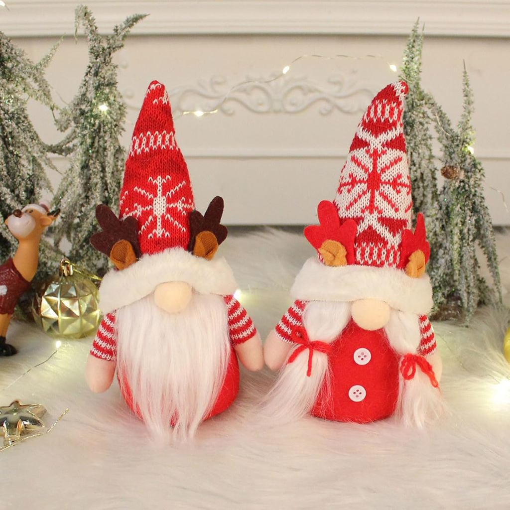2 Peças de Decoração de Gnomo de Natal em Pelúcia, Decorações de Gnomos de Natal Fofos, Presentes de Gnomos de Natal par