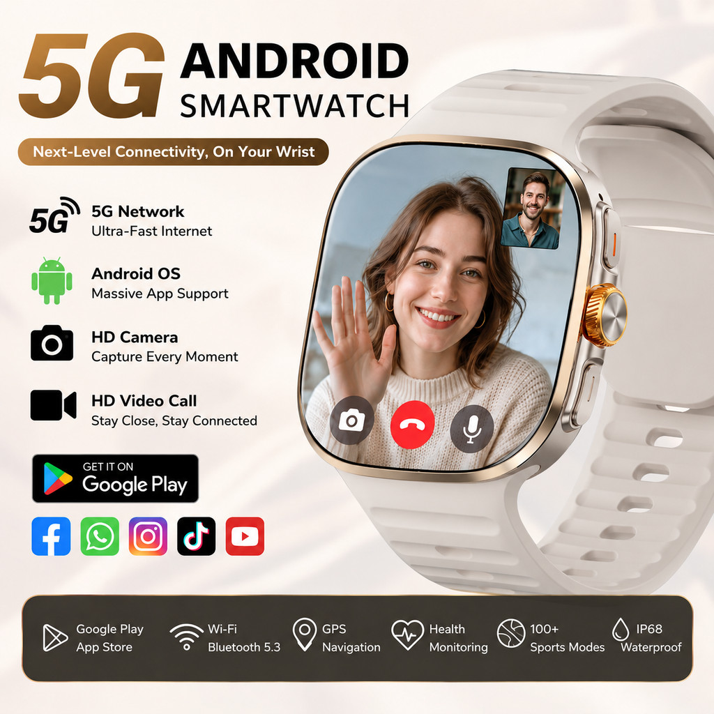 5G Android M99 Smartwatch Relógio Inteligente Com Slot Para Cartão SIM Homens Mulheres Tela AMOLED Câmera Giratória WIFI
