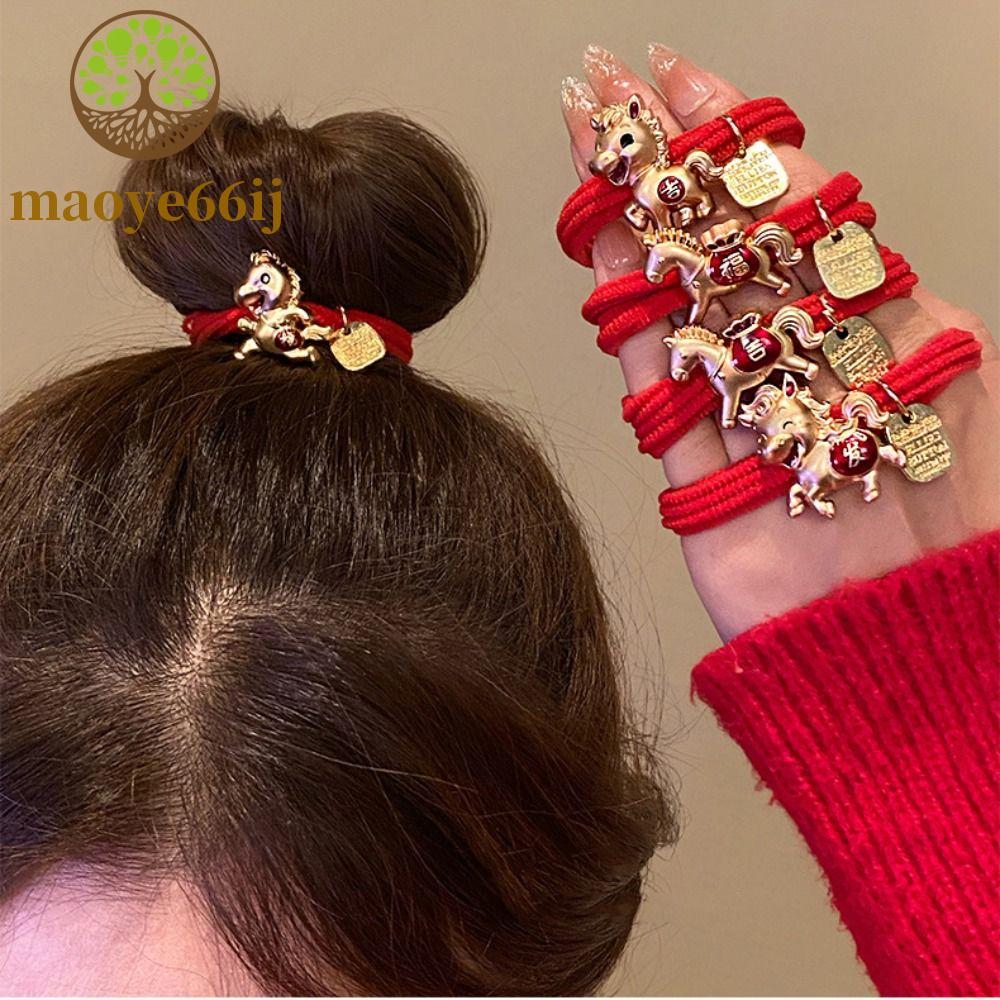 Anel De Cabelo De Ano De Cavalo MAOYE66 , Corda Vermelha De Liga Do Novo Zodíaco , Chapéu Estilo Chinês