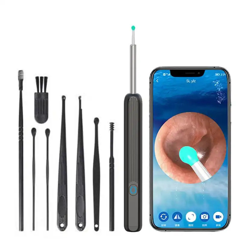 Ferramenta de Remoção de Cera de Ouvido com Câmera, 1 Caixa de Limpador de Ouvido com Luz, Câmera e Acessórios, Kit de R