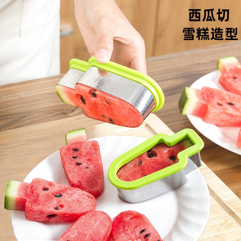 Molde para Cortar Melancia, Ferramenta de Empratar em Forma de Fruta, Cortador de Melancia em Forma de Picolé de Aço Ino