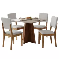 Conjunto Sala de Jantar Mesa Quadrada 0,90m Moove 4 Cadeiras Linda