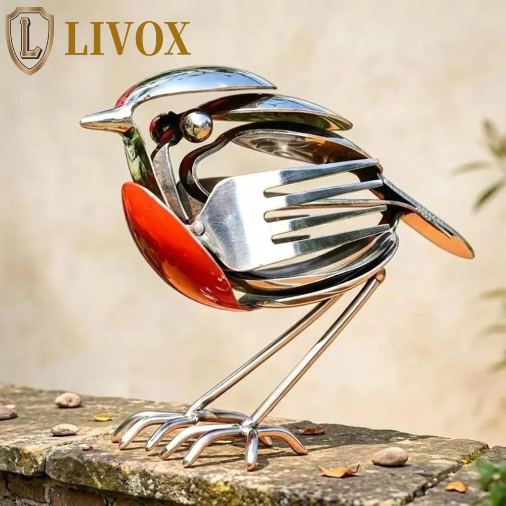 Escultura De Pássaro LIVOX Robin , Estátua De Metal Com Sucata Ecológica De Arte Atualizada , Peito Vermelho
