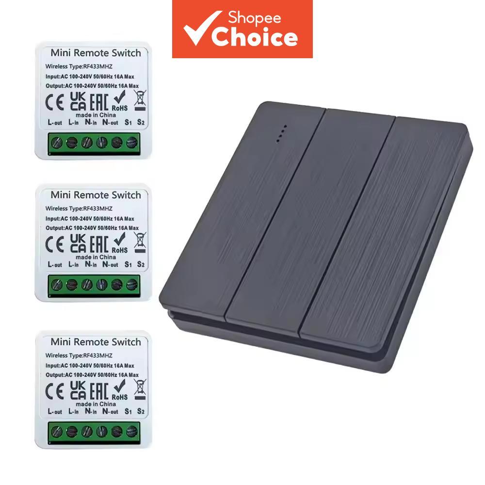 Interruptor de Parede Sem Fio 86 Tipo e Mini Relé 2026 Receptor RF433MHz Kit para Lâmpada LED tomada inteligente wifi