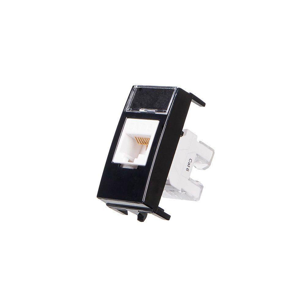 Módulo Tomada Para Rede De Informática Margirius Sleek Rj45 Cat6 Preto Ebony