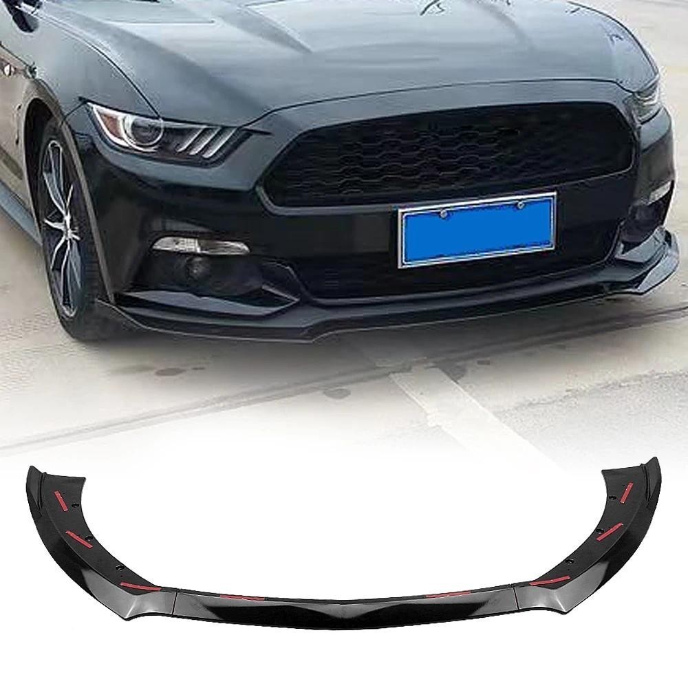 Amortecedor Dianteiro Spoiler Lábio Para Ford Mustang 2015 2016 2017 Preto Brilhante Inferior Guarda Placa Divisor Lippe