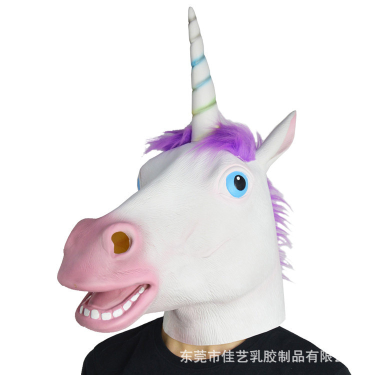 Halloween unicórnio cavalo cabeça máscara chapelaria cão cavalo Jun látex Animal