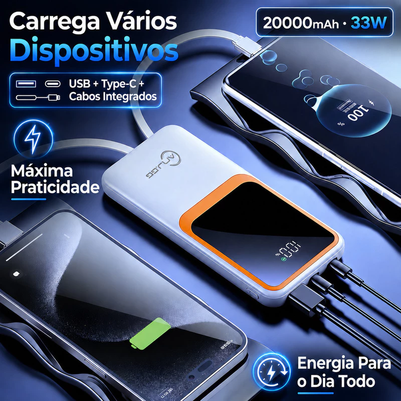 Carregador Portátil de Bateria Externa 20000mAh com Turbo de 33W — foto 6