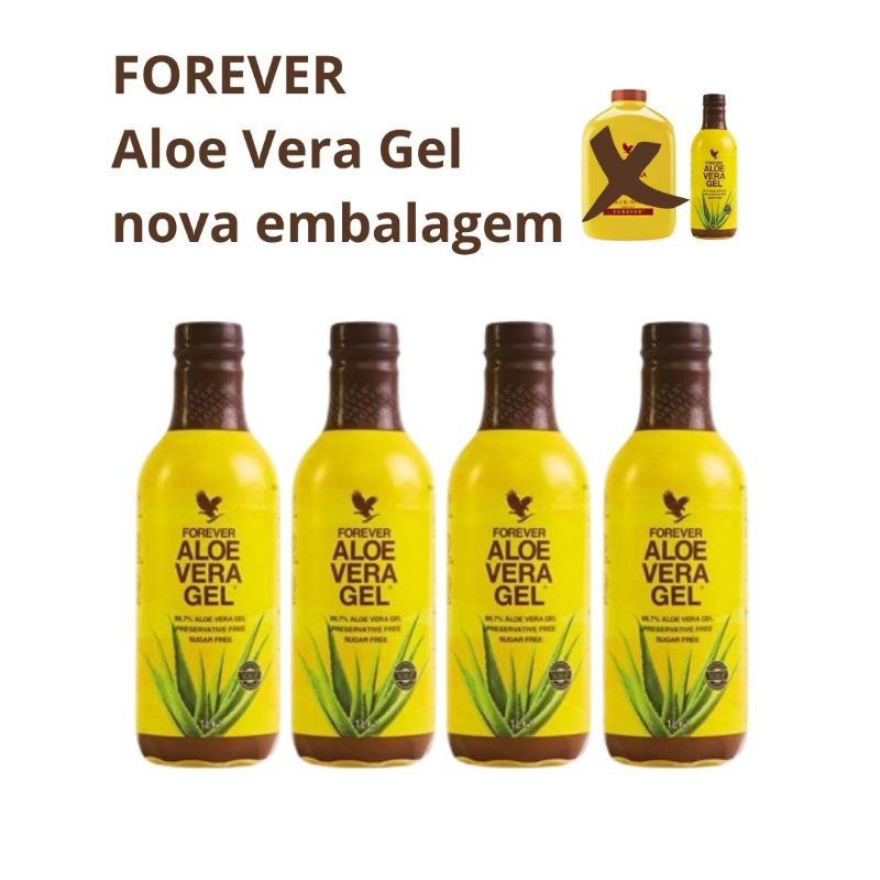 Forever Aloe Vera Gel ( Kit com 4 unidades) Bebida a base de aloe vera 100% estabilizada e Vegano