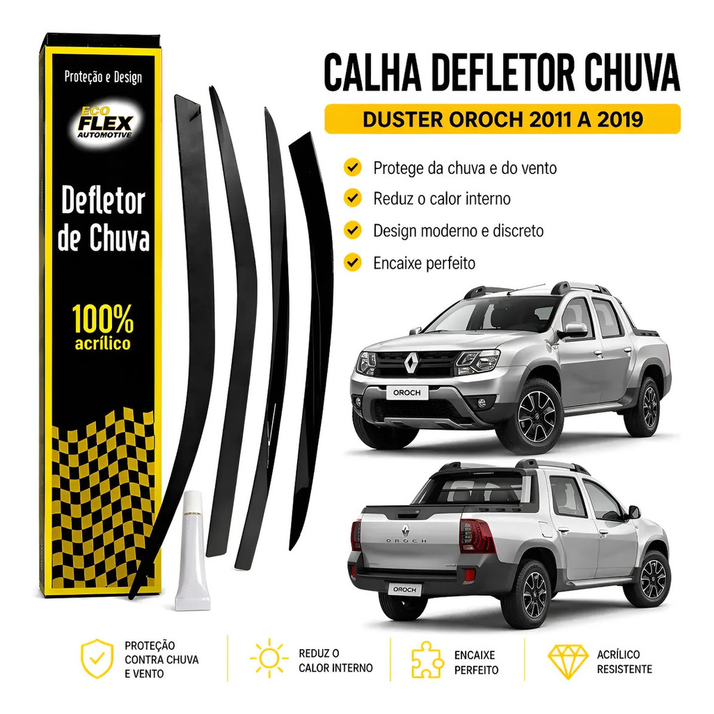 Calha Defletor Chuva 4 Portas Duster Oroch 2011 A 2019