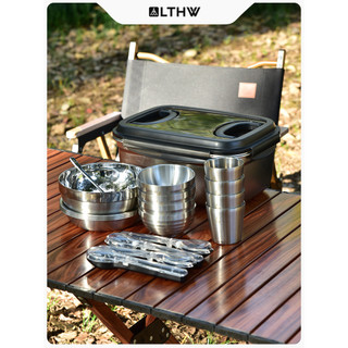 LTHW conjunto de talheres para viagem ao ar livre, aço inoxidável 304, portátil, acampamento, piquenique, acampamento, c