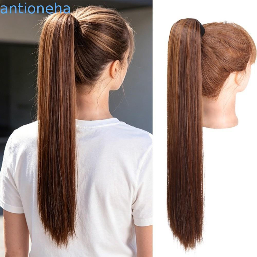 Peruca De Rabo De Cavalo Longo E Reto ANTIONEHA , Pedaço De Cabelo Sintético De 24 Polegadas , Envoltório Em Camadas Tor