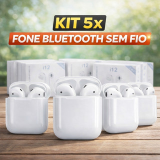 Conjunto de 5 fones de ouvido sem fio Bluetooth TWS, som estéreo, fáceis de usar