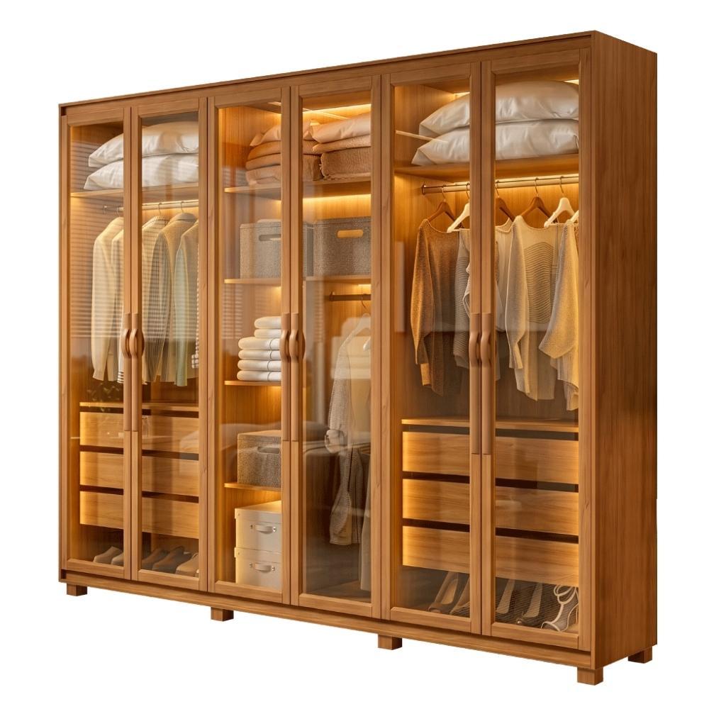 Guarda Roupas Casal 6 Portas 6 Gavetas Reflecta com Led 100% MDF Sulivan