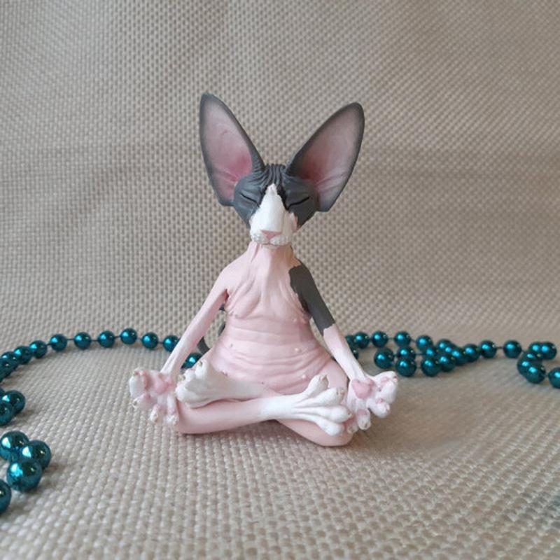 Criativo Nova Meditação Yoga Gato Feliz Caprichoso Buda Esfinge Estatueta Arte Deco Escultura Ao Ar Livre Jardim Estátua