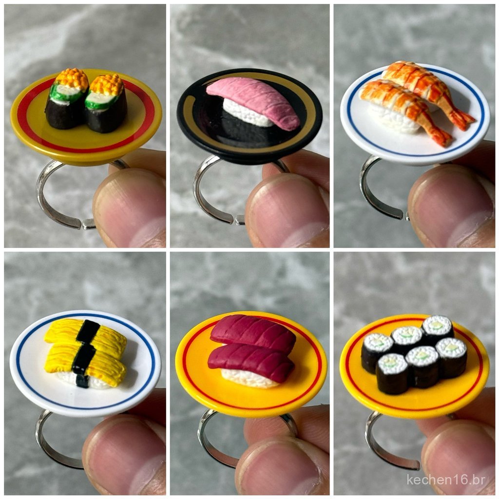 Novo brinquedo gashapon original da Bandai japonesa, modelo de navio de guerra com sushi rotativo, salmão, atum, tamagoy